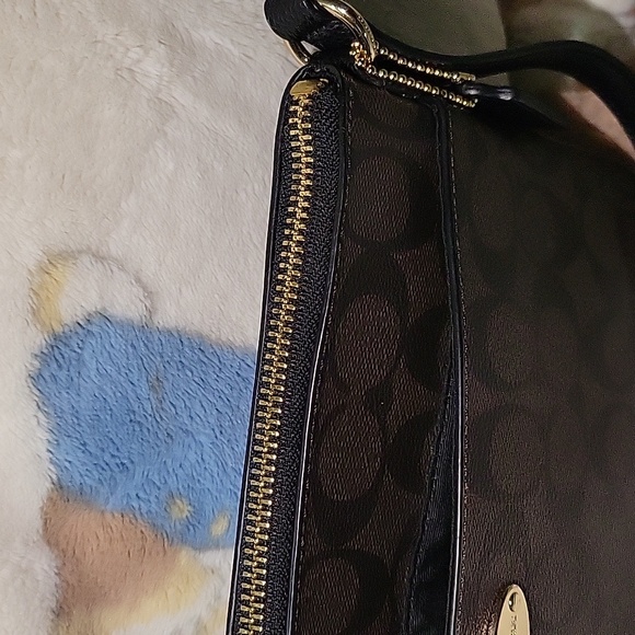 Coach Brown and Black Crossbody Bag with Signature Monogram - Picture 7 of 10